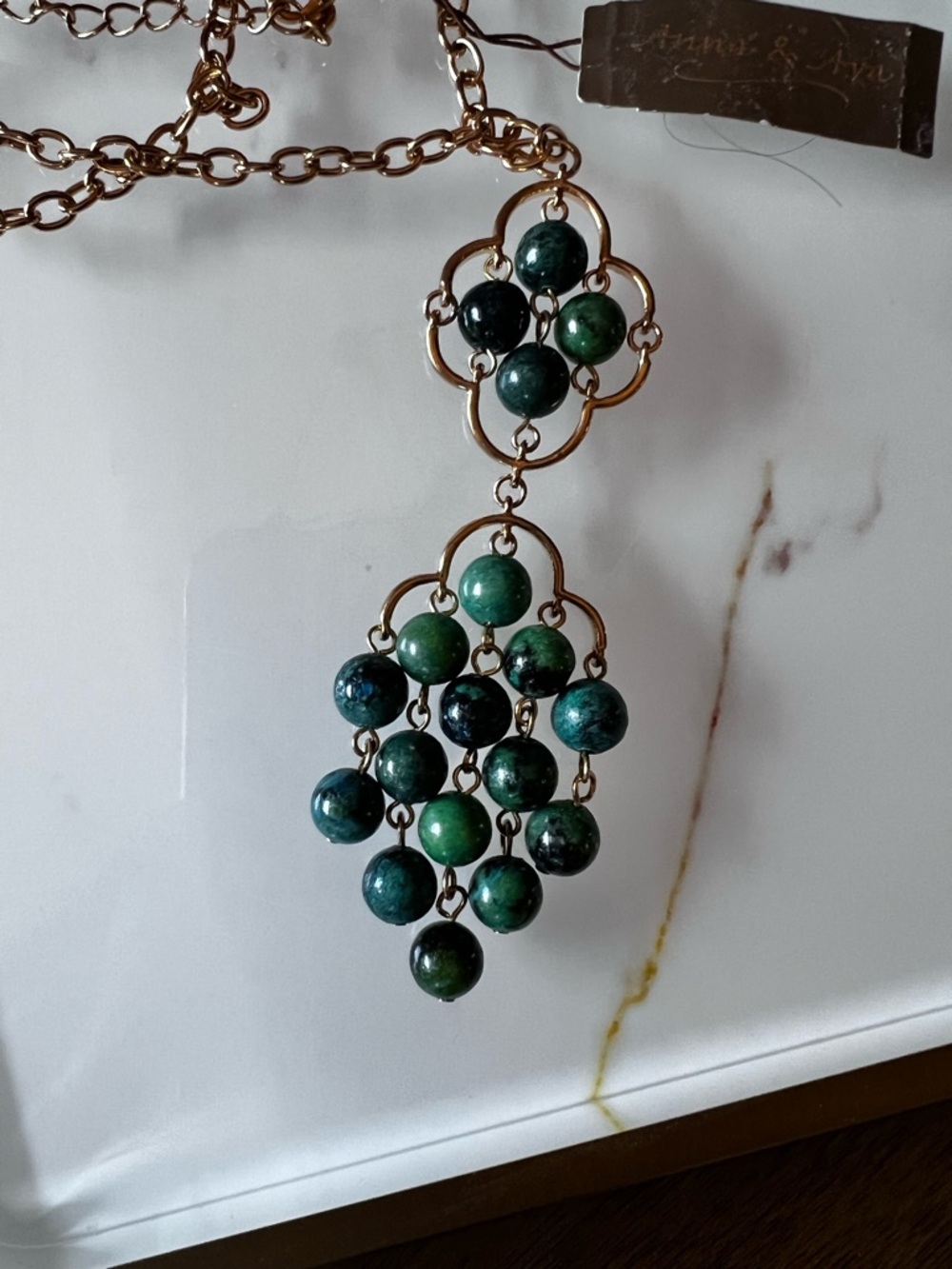 Green Bead Cluster Pendant Necklace